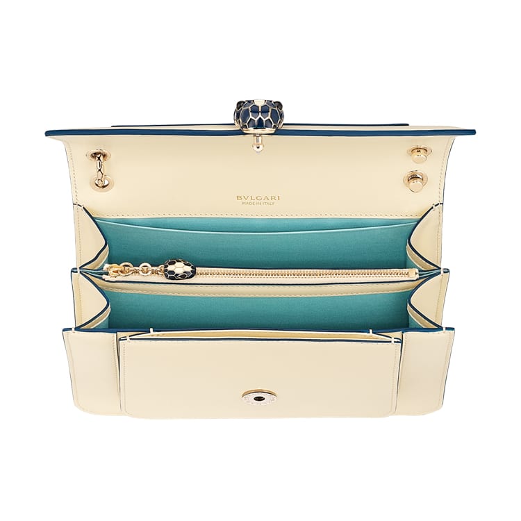 BVLGARI Serpenti Forever Calfskin Shoulder Bag, Crossbody Bag Medium Women's Beige 290931