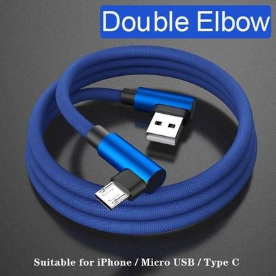 Изогнутый плетеный USB-кабель L-типа для IPhone Samsung L Huawei L Кабель для быстрой зарядки USB-кабель типа Micro C