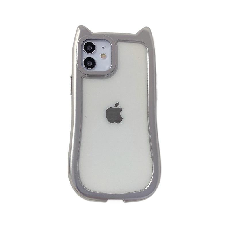 Apple 16PROMAX Гальванизированный Серебристый Чехол для Телефона с Кошачьими Ушками IPhone13 X Простой Защитный Чехол из ТПУ