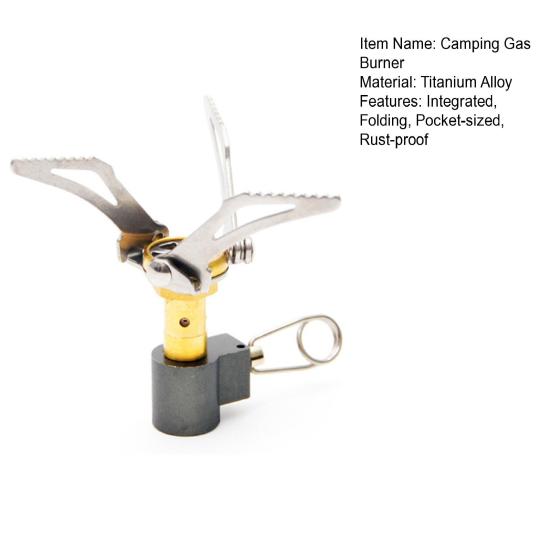 Газовая горелка для кемпинга, поворотный клапан, встроенная складная карманная подставка для приготовления на пару, удерживающая портативную подставку для газовой плиты из титанового сплава, адаптер для банки
