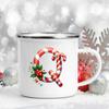 26 Letter Printed Enamel Mug Coffee Juice Milk Mugs Christmas Handle Wine Cup Xmas Best Gifts For Her