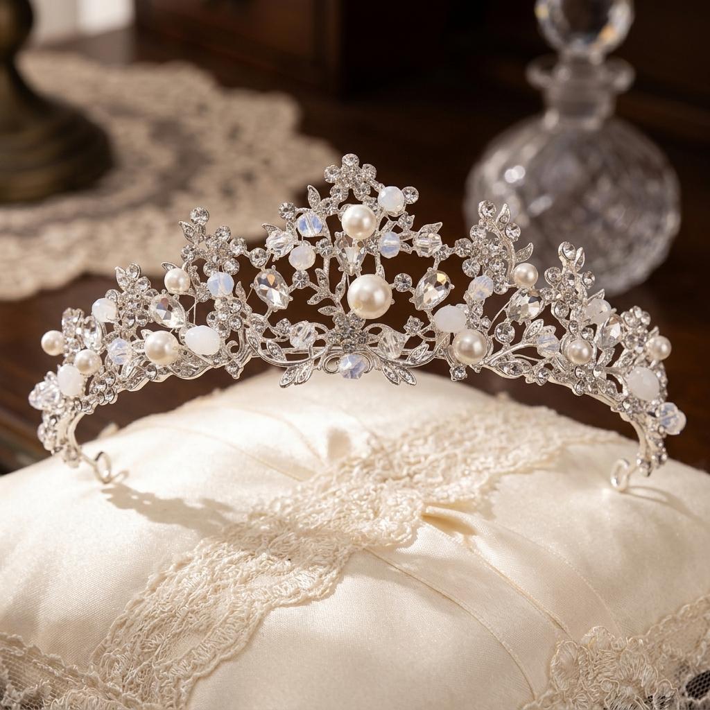 Bridal Hair Crown With Pearl And Branch Design For Wedding Ceremony Party Daily Wear