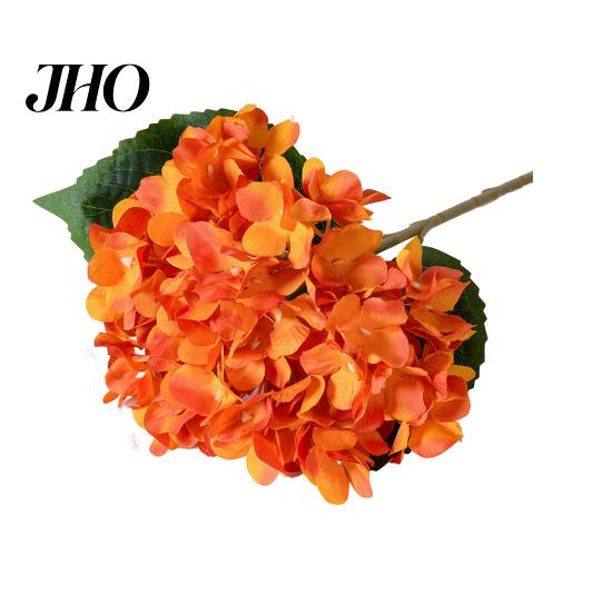 Decorative Fake Flowers Artificial Hydrangea with Green Leaves Stem Realistic Flower Wedding Lifelike Blooms Home Office Table Centerpiece Faux Floral