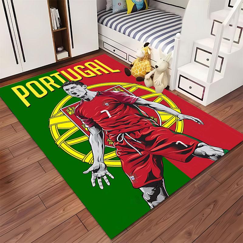 Portugal Flag Football Art suitable as a non-slip mat for the living room or bedroom sofa
