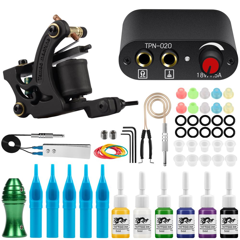 Полный комплект катушек PHOENIXY для татуировки, лайнер, шейдер, источник питания, чернила, пигмент с иглами для татуировки, аксессуары для набора татуировок для начинающих