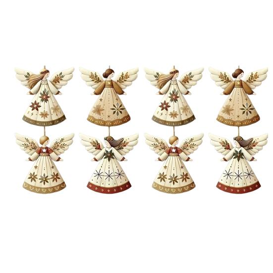 Yousheng Рождественские деревянные ангелы, деревенские ангелы, украшения на рождественскую елку, ретро маленькие ангелы, подвесное украшение для праздничного декора