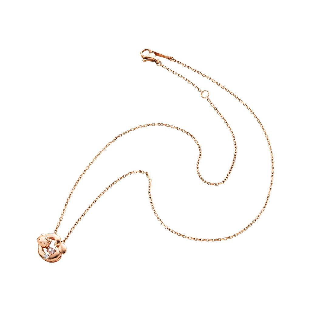 Ожерелье Hello Kitty Dancing Stone 40 см Персонажи Sanrio Серебро 925 Хирургическая нержавеющая сталь Кубический цирконий Подвеска с камнем в виде яблочного листа Розовый