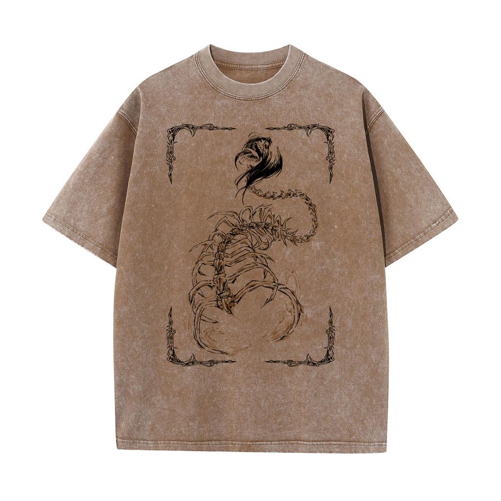 Anime Attack On Titan Eren Jaeger Printed Washed Cotton Tshirt Men Women Vintage Tshirts Oversized Harajuku T Shirt Male Tee