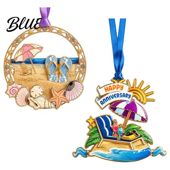 Beach Theme Holiday Decorations Christmas Ornaments Vacation Themed Tree Hanging Decoration Acrylic Lightweight Metal Pendants Slipper Shell