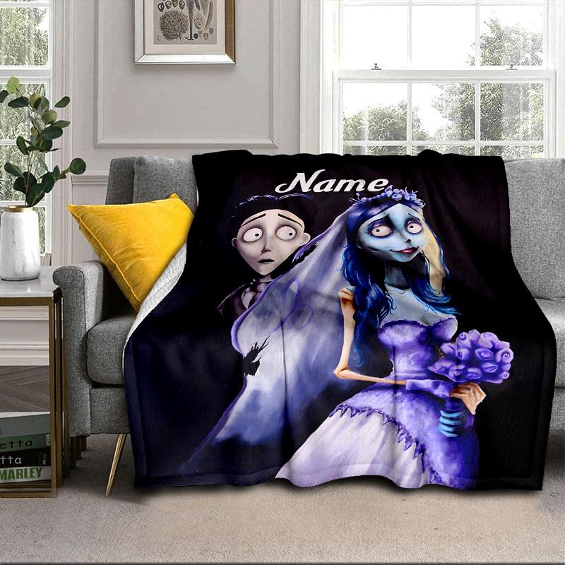 Custom Name Corpse Bride Art Blanket bed sofa Blanket Flannel Blanket for Camping, Hiking, Picnic Essentials,gift for family and friends