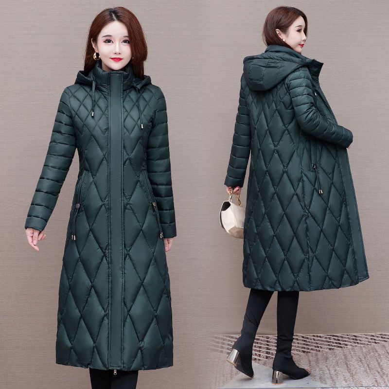 Light Down Quilted Coat Women New Quilted Coat Women Medium Length Over The Knee Mother Quilted Jacket Middle-aged Coat Woman