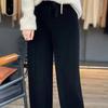 Knitted Pants Women Spring and Autumn High Waist Elastic Drape Drawstring Loose Casual Mopping Pants Straight Wide Leg Pants