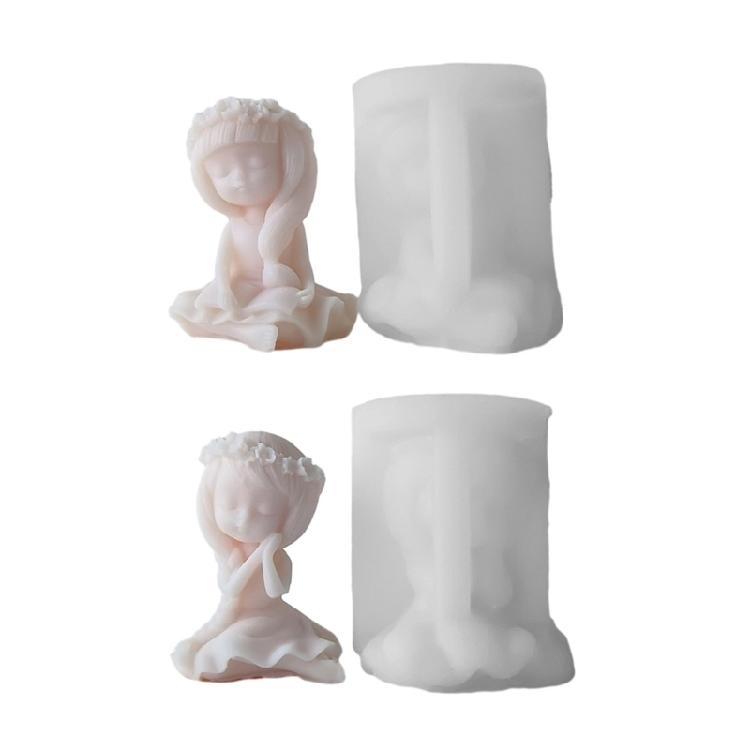 3D Кукла-фея с цветком Гипсовая Кукла Силиконовая Форма DIY Девочка Красота Ароматическая Свеча Гипсовая Смоляная Форма Домашние Декоративные Украшения