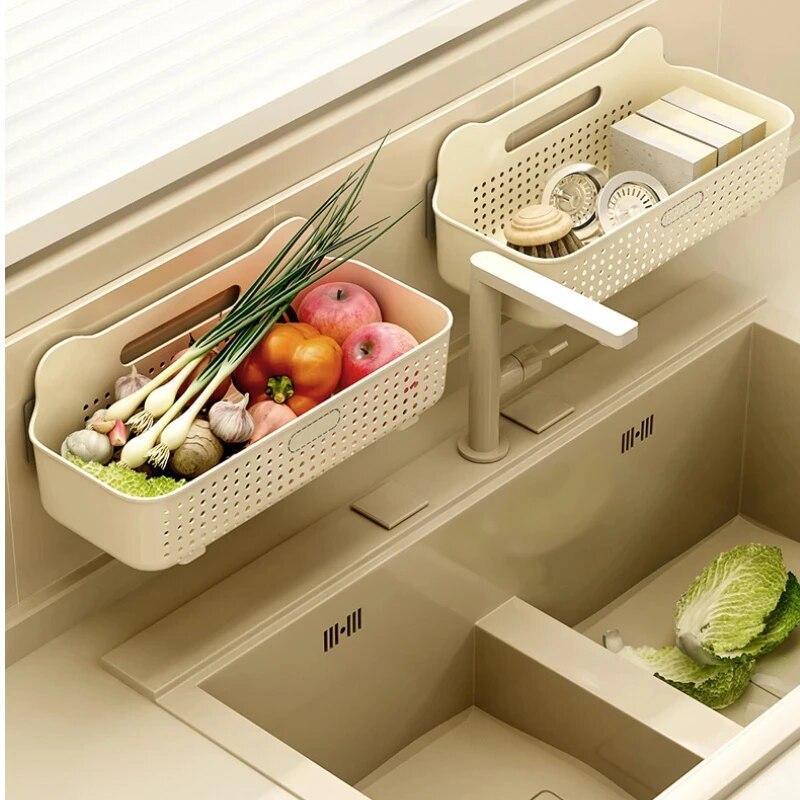 Кухонная настенная корзина для хранения, стеллаж для хранения фруктов и овощей, органайзер для приправ с крючками, органайзер для кухонных принадлежностей