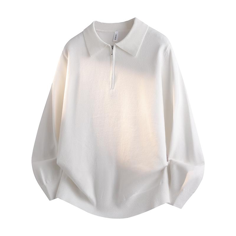 Men's Half Zip Polo Collar Knit Sweater Slim Fit Casual Long Sleeve Top