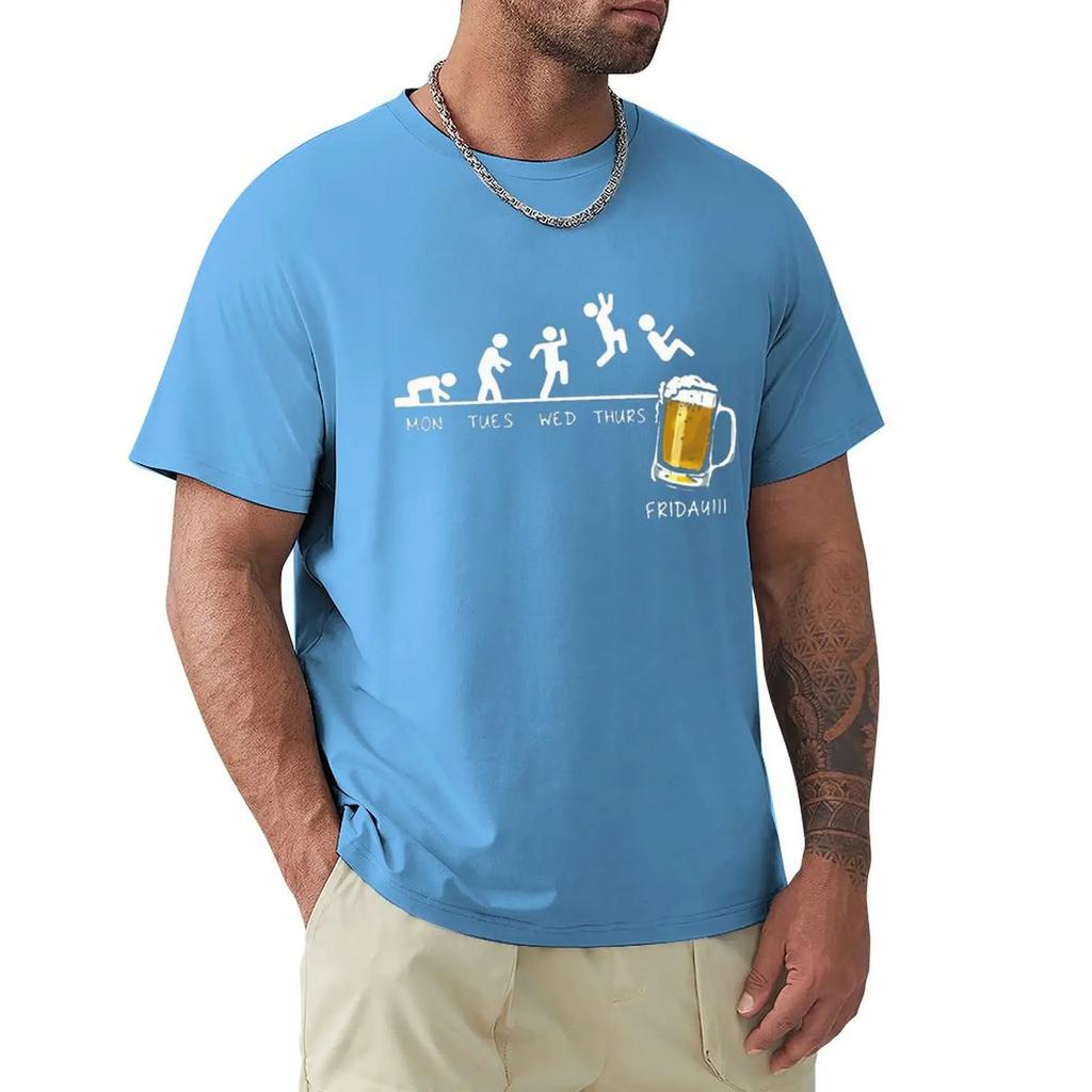 Футболка Friday Beer Drinking Men T Shirt Time Schedule Funny Monday TuesdayThursday Digital Print Cotton T Shirt