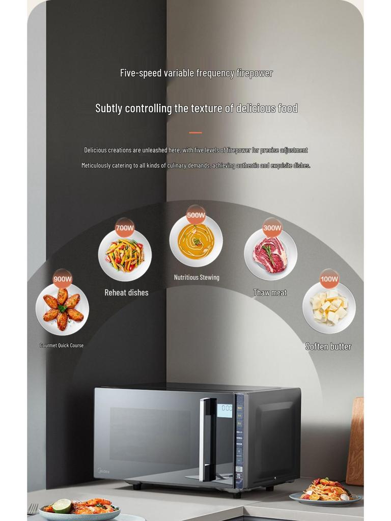 Midea PC23M8 Black Inverter Microwave & Oven Combo - Compact Flat Panel Design