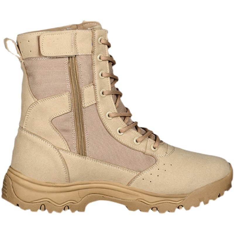 Outdoor High Top Desert Boots Soft Soled Combat Training Boots Men's Breathable Hiking Shoes Spring and Autumn Tactical Shoes Anti Slip Hiking Shoes