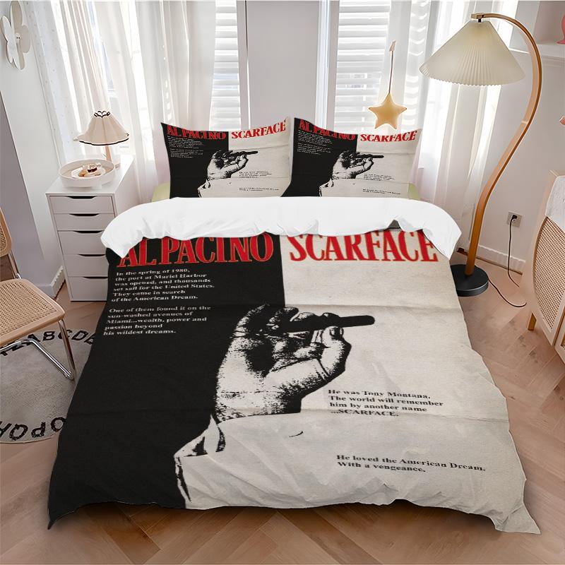 Scarface Poster Bedding 3 Piece Set Hd Print Duvet Cover Pillowcases For Teens Adult Bedroom Decoration Christmas Gift C9211109