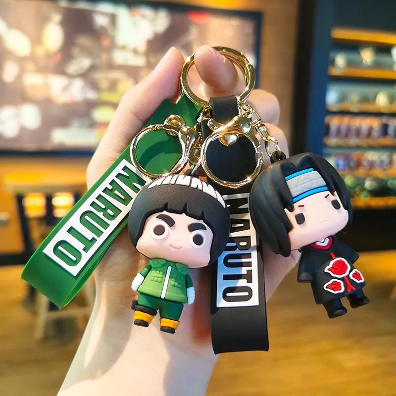 10pcs/set Anime Naruto Keychain Fashion Jewelry Cartoon Figure 7CM PVC Model Cartoon Bag Doll Pendant Toys Gift