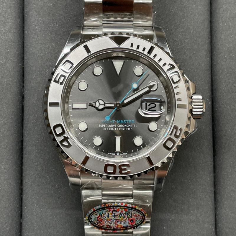 Мужские автоматические механические часы Rolex Grey Yacht - Большой циферблат, Водонепроницаемые, Популярная модель