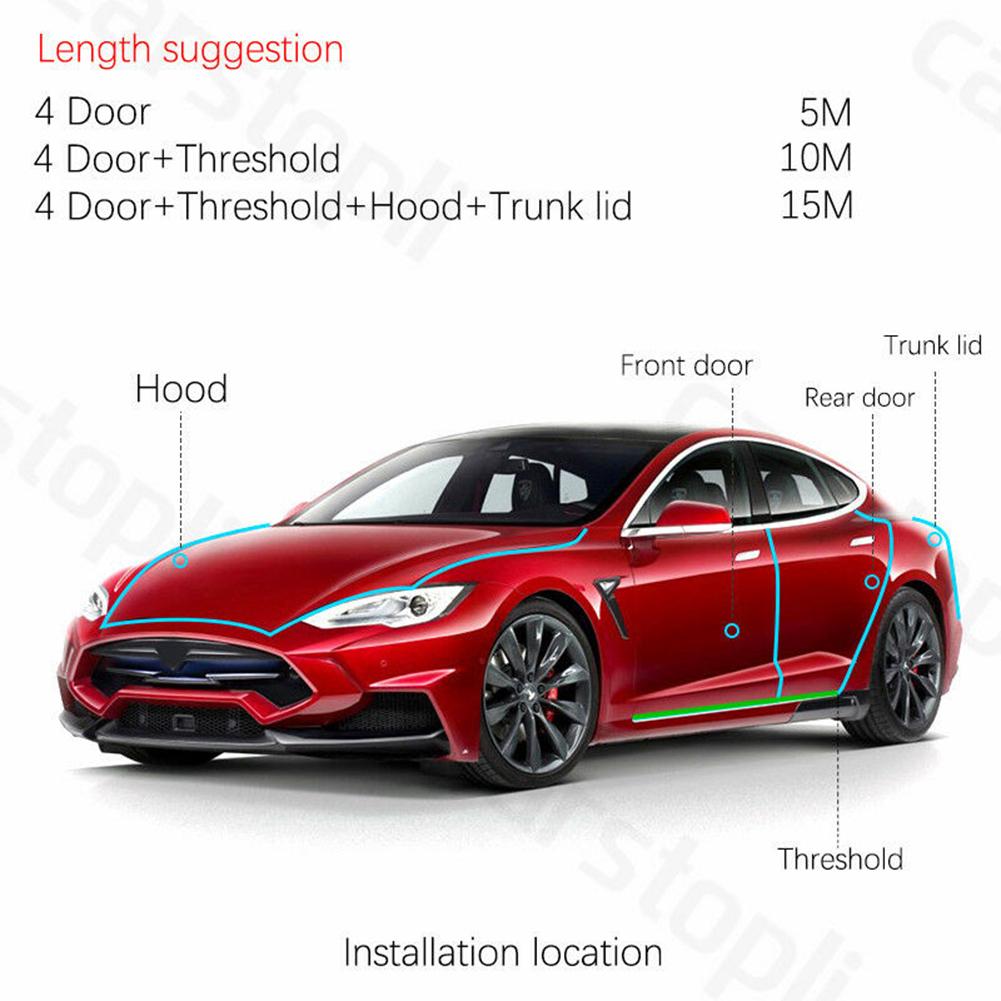 Yousheng Anti-Scratch Trim Strip Protector Sticker 5m Universal Car Door Edge U Shape