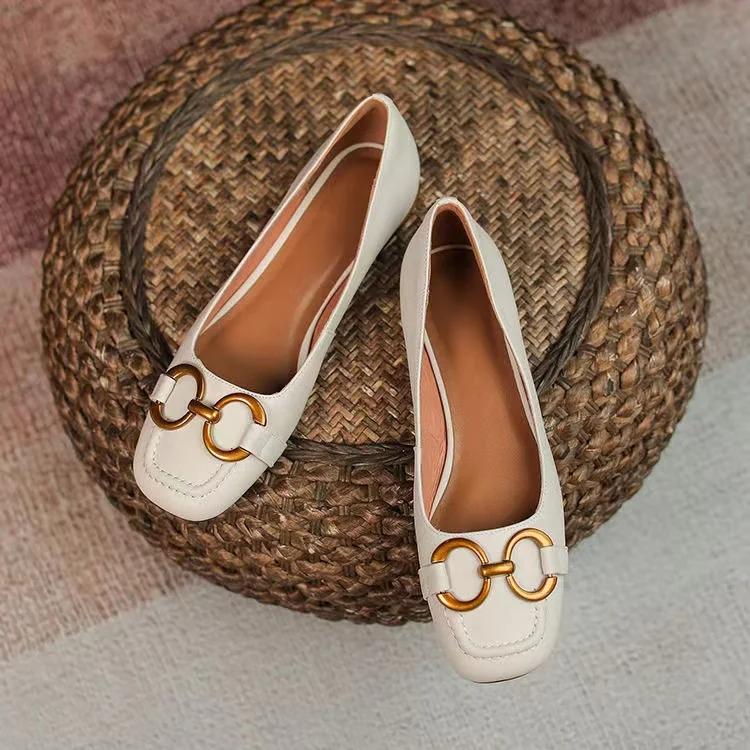 Ретро женские мокасины с французским квадратным носком Horsebit кожаные офисные деловые женские туфли-лодочки на низком каблуке