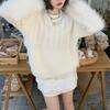 New Large-size Women's Clothing, Fat Tassel Imitation Mink Splicing, Thickened Twist Crew Neck Sweater, Soft Waxy Knitted Sweater for Women