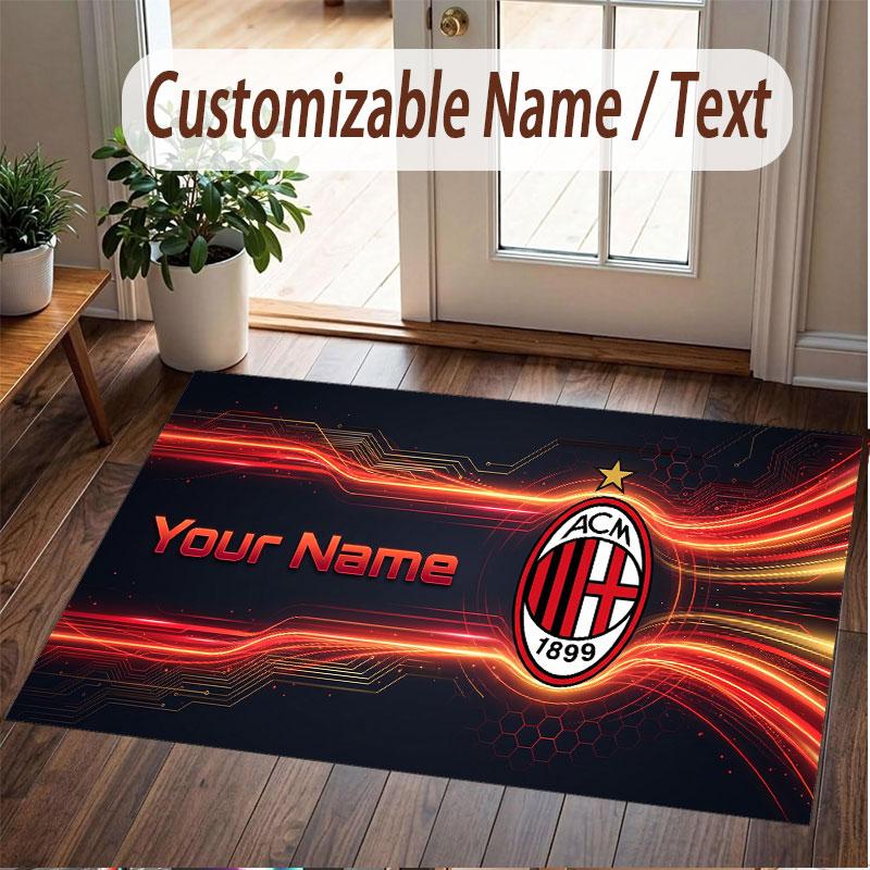 Custom Rug AC Milan Pattern Print Name Text Soft Non‑Slip Floor Carpet for Home Indoor Decoration