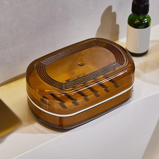 Коробка для мыла в ванной комнате, двухслойная, быстрый дренаж, прозрачная, с крышкой и съемной сливной стойкой, пылезащитный кухонный поднос для мыла в отеле, держатель для мыла