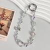 Light Luxury Fashion Bow Bead Crystal Phone Chain, Short Wrist Style Handheld Chain Anti Loss Hanging Accessory Phone Lanyard