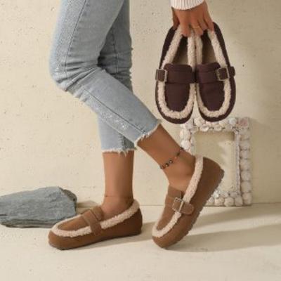 Новые осенне-зимние пушистые туфли для женщин, ретро хлопковые туфли, туфли Дуду, бархатные теплые женские