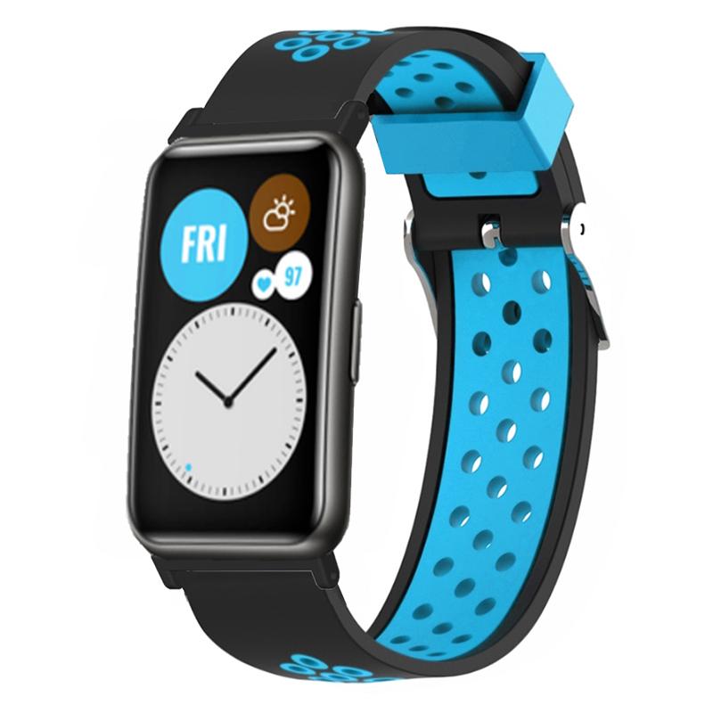 Двухцветный силиконовый ремешок для часов с дышащими отверстиями для Huawei Watch Fit/Watch Fit Special Edition