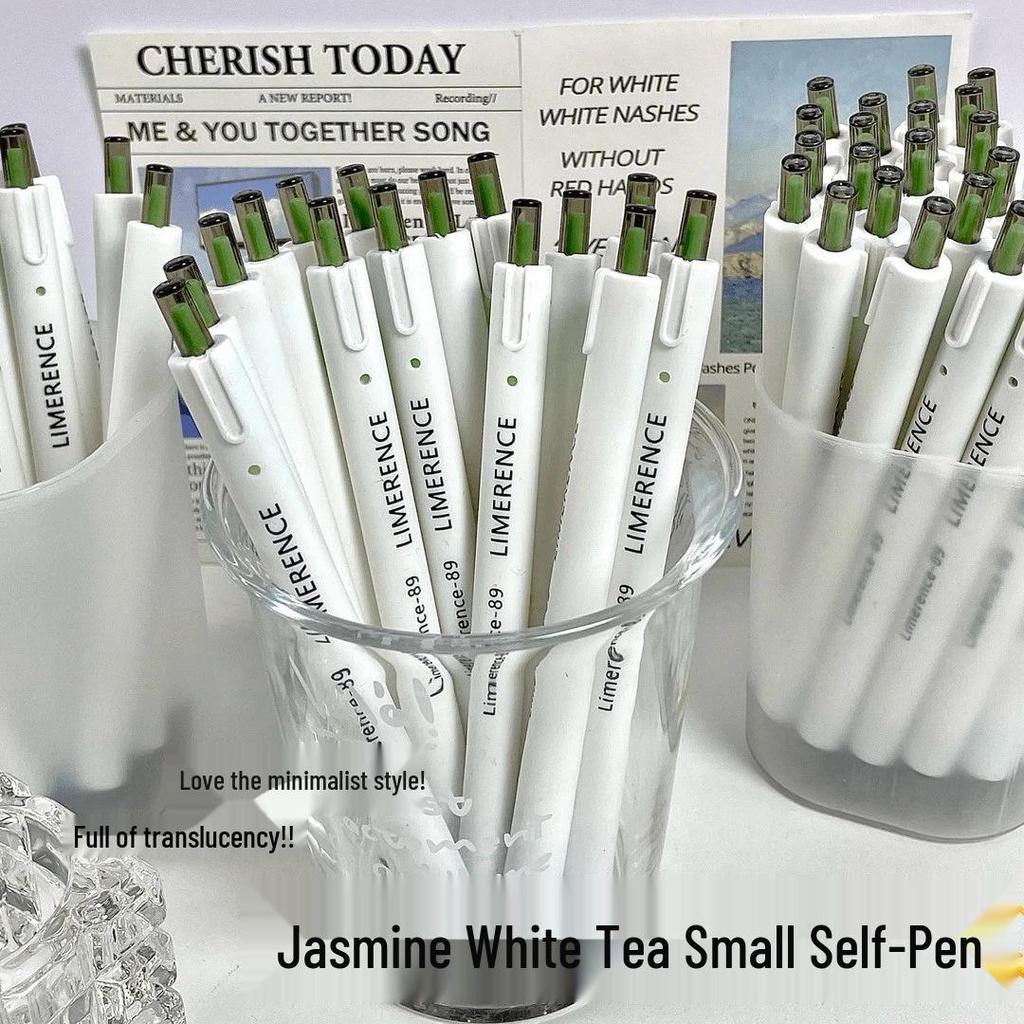 Гелевая ручка Jasmine White Tea с быстросохнущими чернилами, гладкий углеродный наконечник ST, нажимной механизм для экзаменов