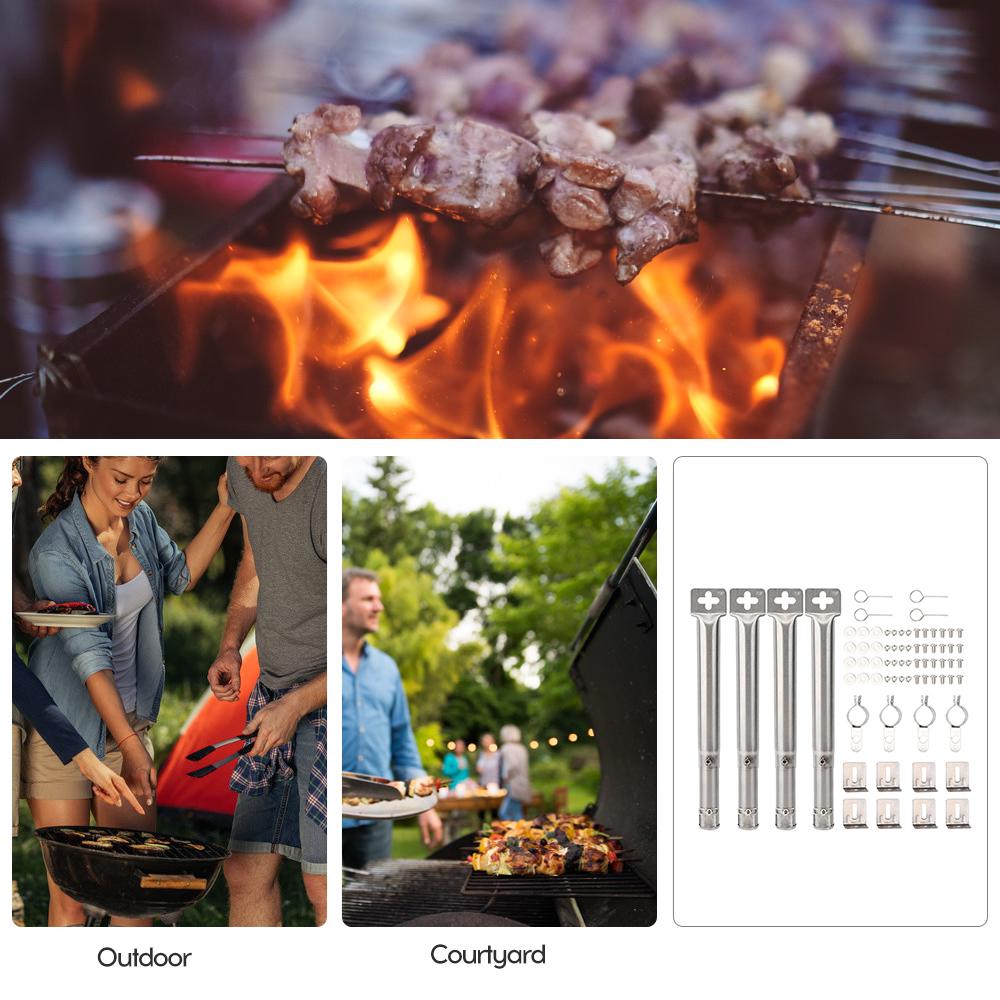 4Pcs Universal Adjustable Stainless Steel BBQ Gas Grill Replacement Straight Pipe Tube Burner