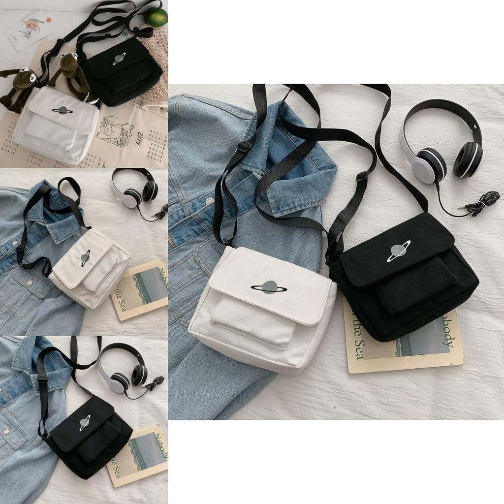 Стильная японская уличная холщовая сумка с уникальной вышивкой планеты для любителей городской моды