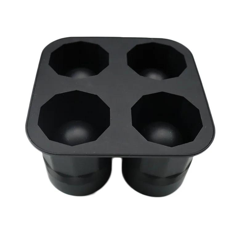 Силиконовая форма для кубиков льда с 4 отделениями, многоразовые кубики льда для напитков, каждая из которых вмещает 1 унцию, многофункциональная форма для льда