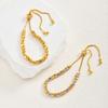 Luxury Tri Color Beaded Bracelet for Women, Gold Plated Adjustable Chain Bracelet, Unique Design Fashion Jewelry
