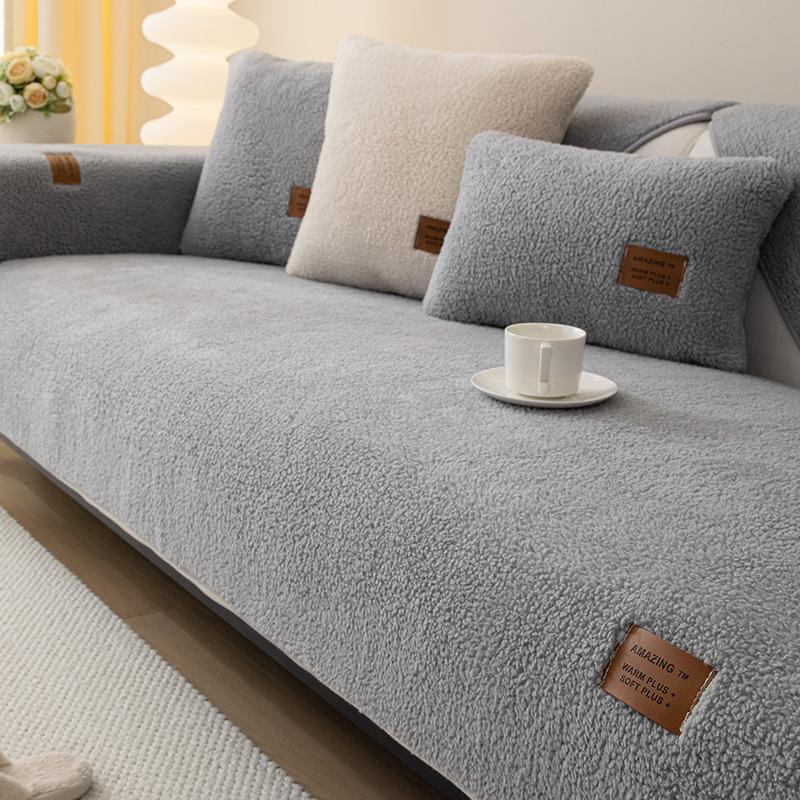 Зимняя подушка для дивана из овчины, нескользящая утолщенная зимняя плюшевая подушка, простой чехол для дивана, ткань