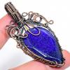 Sapphire(Simulated) Gemstone Handmade Copper Wire Wrap Pendant 2.76" H2m15
