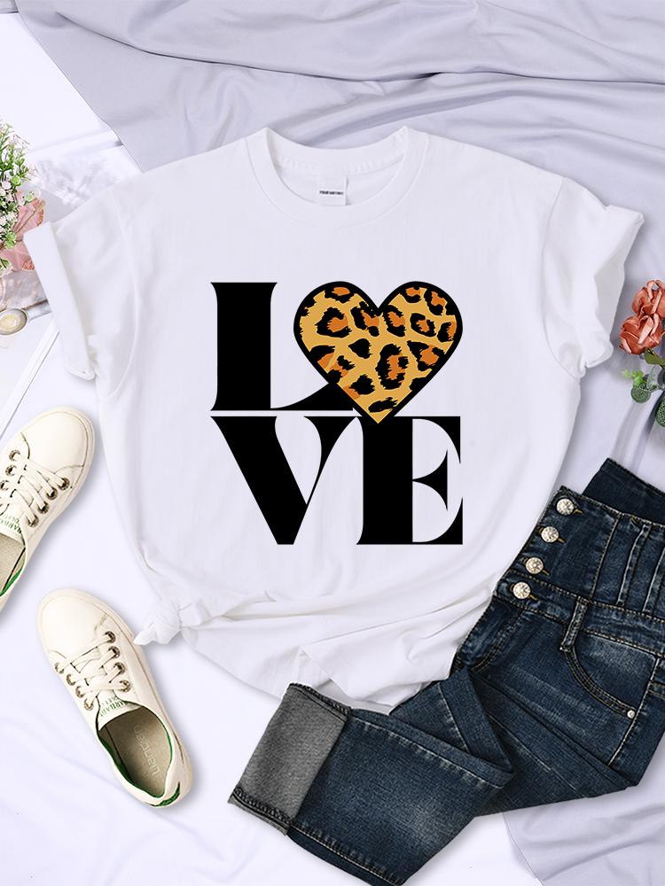 Vintage Leopard Love Forever Unisex T Shirt Fashion Casual Short Sleeve Hip Hop Cool Clothes Breathable Oversize Tshirt Female
