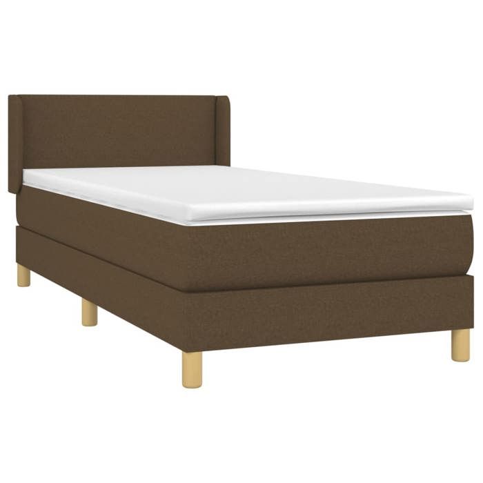 Sommier à lattes avec matelas - Marron foncé - 80x200 cm - Tête de lit réglable - 2 places
