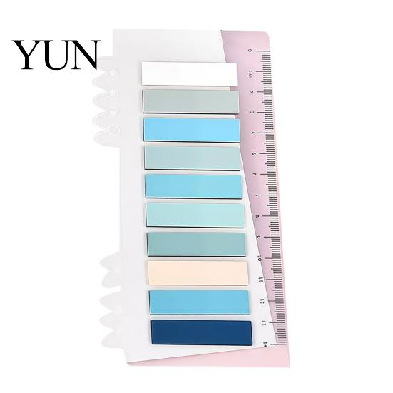 Book Annotation Tabs Index Sticker with Built-in Scale Ruler, Morandi Color Transparent Portable Ruler Set PET Page Markers, Compact Writable