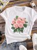(Азиатский размер) Милый цветок, милая одежда, повседневная модная футболка с коротким рукавом, женская футболка с принтом, женская графическая футболка