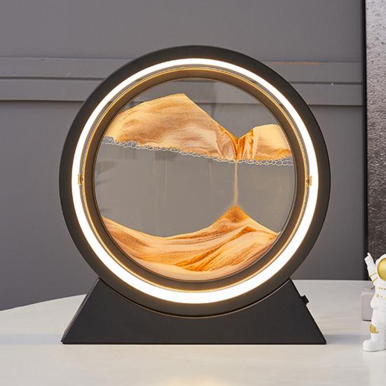 Yousheng Moving Sand Art Настольная лампа Quicksand Picture 3D Deep Sea Sandscape in Motion Flowing Sand Painting LED Light Home Office Desktop Decoration