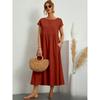 Minimalist Cotton Linen Dress With Pockets For Spring Casual Wear