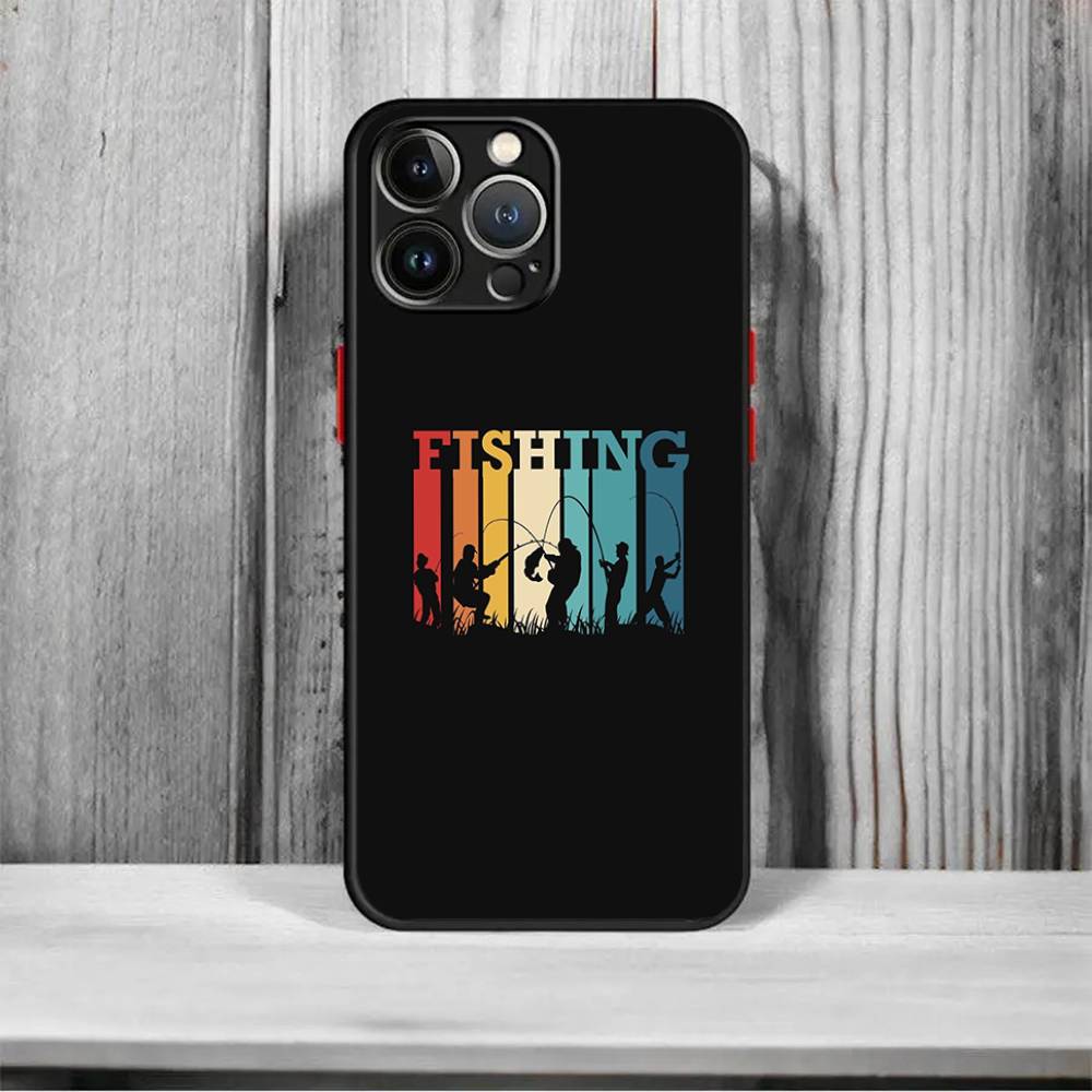 Fishing Heartbeat Matte Cover For iPhone 16 15 14 11 12 13 Mini Pro Max X XS MAX Phone Case shockproof