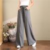 Women's Cotton and Hemp Wide Leg Pants Large Elastic Waist Hanging Feeling Summer Thin Pants Cotton and Hemp Loose Casual Pants