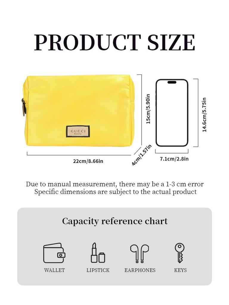 Модная косметичка ванильно-желтого цвета для женщин, незаменимая для повседневного макияжа, стильная и практичная для ежедневной косметики и путешествий GUCCI-GIFT-68