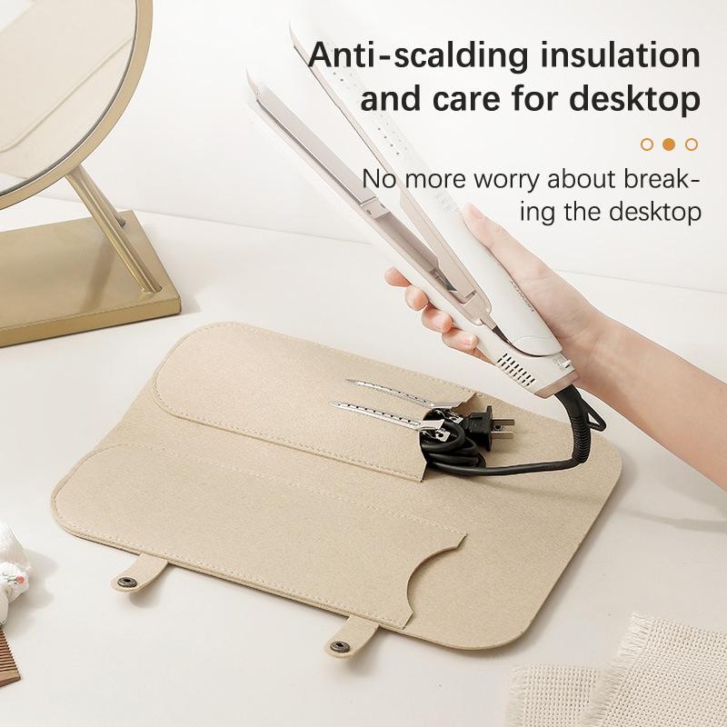 Фетровая подкладка Чехол для плойки для завивки волос Сумка для хранения выпрямителя для волос Парикмахерский коврик для изоляции щипцов для завивки волос Термостойкий чехол